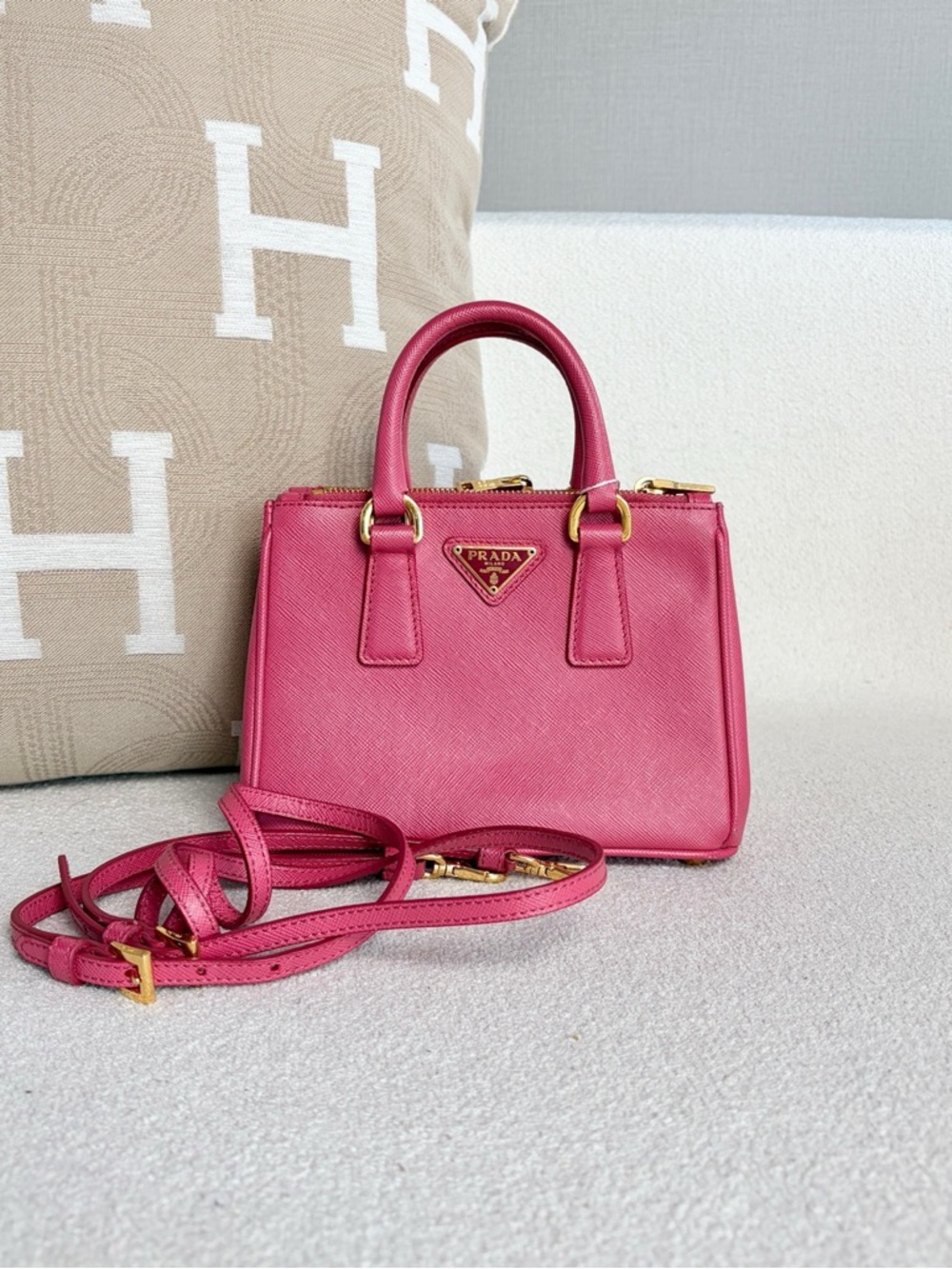 Prada | Mini Saffiano Tote Pink Gold | Excellent Condition | 18×13×10cm